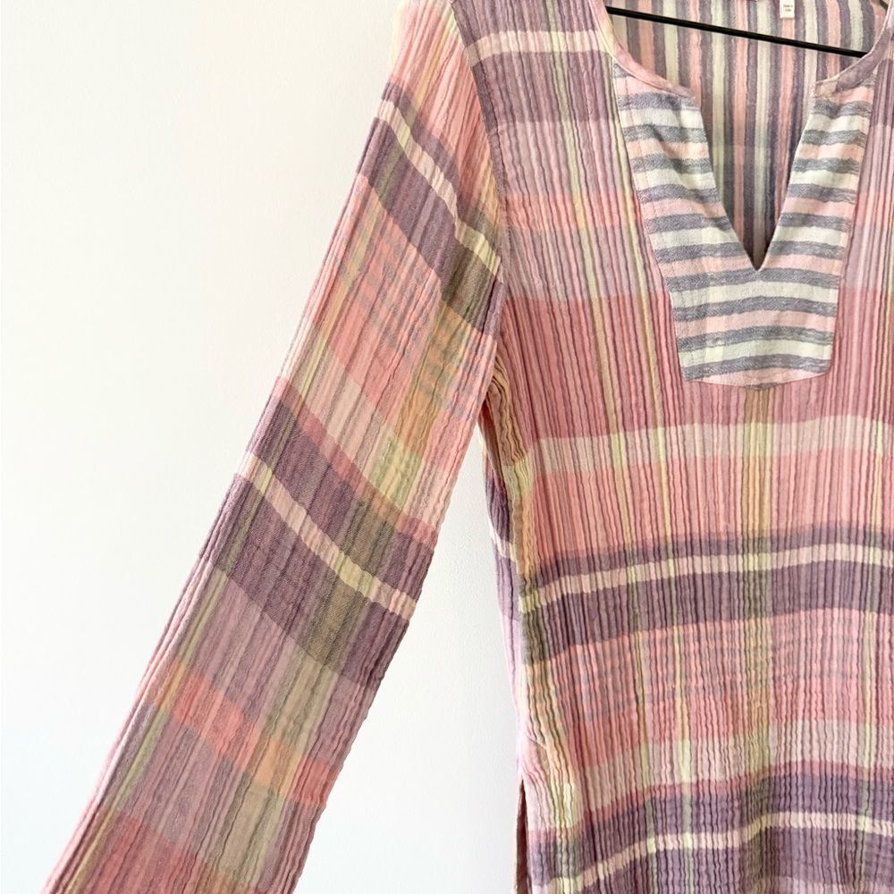 Soft Surroundings Cotton Gauze Multicolor Plaid Tunic Size S - Picture 2 of 7